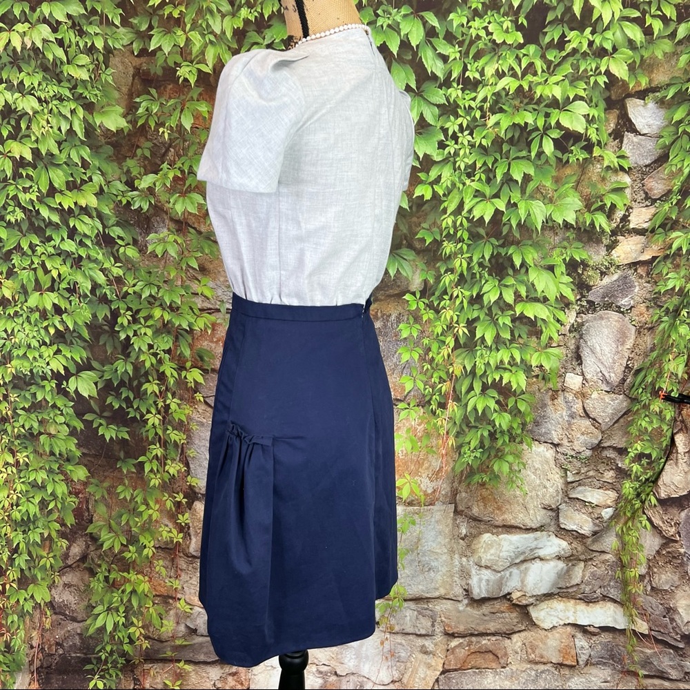 CARVEN Gray and Navy Quiet Luxury Color Block Cotton Dress, FR 36/US 4 - Picture 7 of 15